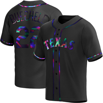 Steve Buechele Men's Replica Texas Rangers Black Holographic Alternate Jersey