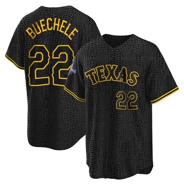 Steve Buechele Men's Replica Texas Rangers Black Snake Skin City 2023 World Series Champions Jersey
