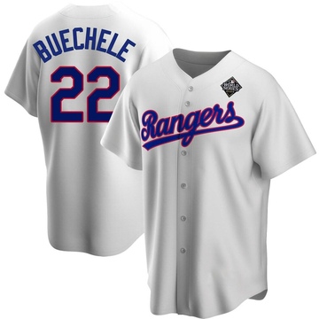 Steve Buechele Men's Replica Texas Rangers White Home Cooperstown Collection 2023 World Series Jersey