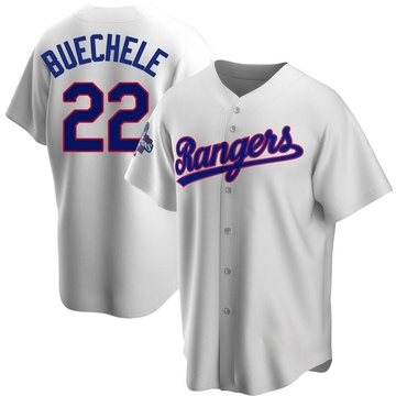 Steve Buechele Youth Replica Texas Rangers White Home Cooperstown Collection 2023 World Series Champions Jersey